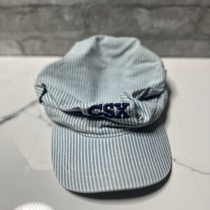 Blue and White Striped Cotton Cap CSX train hat